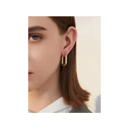 ishkaara Gold-Plated Rectangular Shaped Hoops Western Casual Wear With Stainless Steel-picture-11