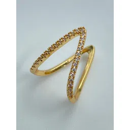 ISHKAARA Gold-Plated Stainless Steel American Diamond Studded Finger Ring-picture-36