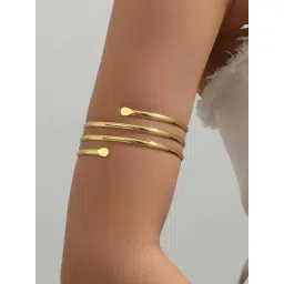 ISHKAARA Golden Plated Three Layer Spiral Armlet-picture-25