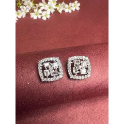 ISHKAARA Rhodium-Plated Square Studs Earrings-picture-18