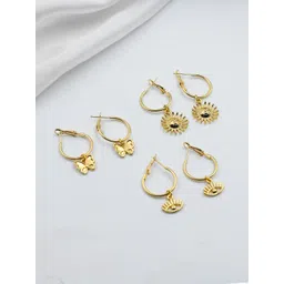 ISHKAARA Set Of 3 Gold-Plated Contemporary Hoop Earrings-picture-26