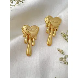 ISHKAARA Women Gold Heart Drip Contemporary Studs Earrings-picture-41