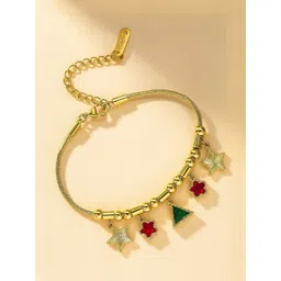 ISHKAARA Women Stainless Steel Gold-Plated Stones Studded Starstruck Charm Bracelet-picture-38