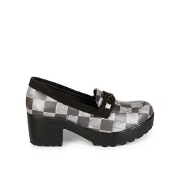 ishransh Women Checked Slip-On Chunky Heeled Boots-picture-39