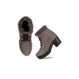 Ishransh Women High Ankle Fur Boots-picture-30