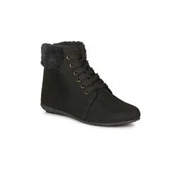 Ishransh Women Latest Trendy Round-Toe Flat Winter Boots-picture-24