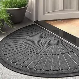 ishro home Door mats for Home Entrance Large Premium Rubber Mat, Anti Skid Mat for Bathroom Floor, Waterproof Non Slip Mat (SemiCircular - Grey - 45x75 Cm)-picture-25