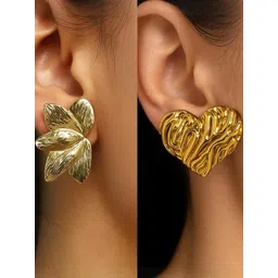 ISHTAARA Gold-Plated Artificial Stones and Beads Stainless Steel Earrings-picture-24