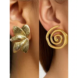ISHTAARA Set Of 2 Gold Plated Stainless Steel Earrings-picture-29