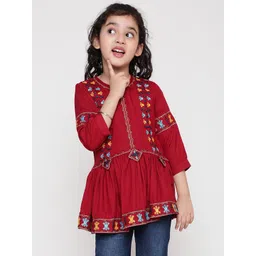 Ishti Girls Embroidered Cuffed Sleeves Peplum Top-picture-54