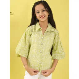 Ishti Girls Tribal Printed Shirt Style Cotton Top-picture-31