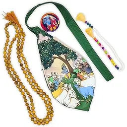 ISKCON Digital Print Bead Bag Japa Bag with 108 +1 Beads Japa mala, Sakshimala and Badge (Dark Green, Regular)-picture-18