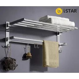 istar by istar Stainless Steel Folding Towel Rack & Holder for Bathroom Accessories Silver Towel Holder-picture-10