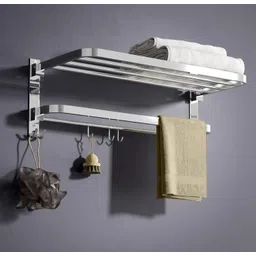 istar by . Stainless Steel 24-Inch Foldable Towel Rack for Bathroom - Chrome Silver Towel Holder image 1