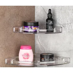 iSTAR Plastic Wall Mounted Corner Shelf for Bathroom Multipurpose Bathroom Accessories Organizer Shelves (6 inch, 8 Inch, 10 Inch, Pack of 3, Transparent) image 4