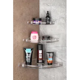 iSTAR Plastic Wall Mounted Corner Shelf for Bathroom Multipurpose Bathroom Accessories Organizer Shelves (6 inch, 8 Inch, 10 Inch, Pack of 3, Transparent) image 5