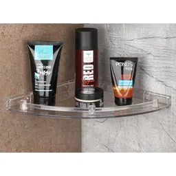 iSTAR Plastic Wall Mounted Corner Shelf for Bathroom Multipurpose Bathroom Accessories Organizer Shelves (6 inch, 8 Inch, 10 Inch, Pack of 3, Transparent) image 3