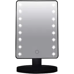 Istara Portable Lighted Touch Screen Dimming Beauty Vanity Makeup Cosmetic Mirror 360 Swivel Rotation Tabletop Bathroom Mirror - White Color-image-6