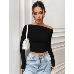 Istyle Can One Shoulder Crepe Crop Top-picture-40
