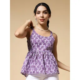 Istyle Can Women Batik Printed Cotton Peplum Top-picture-12