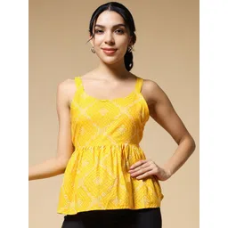 Istyle Can Women Geometric Printed Scoop Neck Sleeveless Ethnic Jaipuri Cotton Top-picture-35