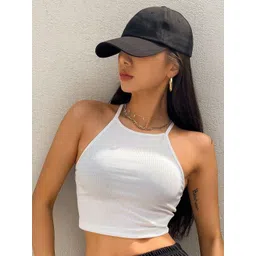 Istyle Can Women Ribbed Halter Neck Crop Top-picture-16