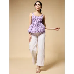 Istyle Can Women Striped Printed Scoop Neck Cotton Top-picture-33