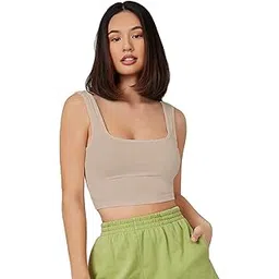 istyle can Women's & Girls' Solid Ribbed Square Neck Slim Fit Crop Tank Tops | Solid, Square Neck, Sleeveless, Crop Top, Gym Top | Top for Women-picture-33
