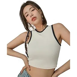 Istyle Can Women's Solid Korean Color Block Cotton Rib Knit Crop Tank Top-picture-56