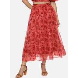 ISU Floral Printed A-line Midi Skirts-picture-21