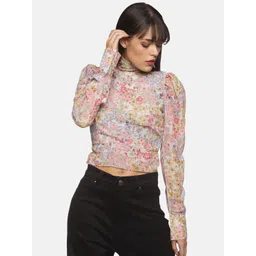 ISU Multicoloured Floral Print Chiffon Crop Top-picture-27
