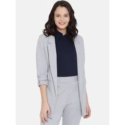 ISU Women Grey Solid Open Front Jacket-picture-41