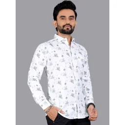 ISUEL FAB India Slim Floral Printed Pure Cotton Casual Shirt image 4