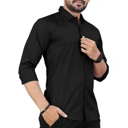 ISUEL FAB Men Black Cotton Solid Casual Shirts-picture-16