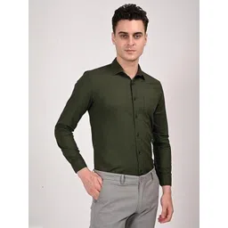 ISUEL FAB Men Green Solid Slim Fit Casual Shirt-picture-13