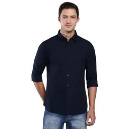 ISUEL FAB Men Navy Blue Cotton Solid Casual Shirts-picture-29