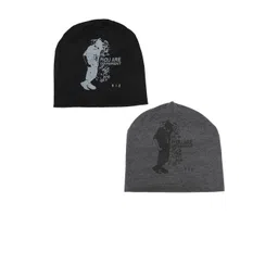 iSWEVEN Adults Unisex Pack of 2 Black Cotton Slouchy Beanie and Skull Caps-picture-20