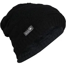 isweven Mens Womens Hat Beanie Cap, Unisex Winter Warm Knitted Hats, Fleece Lining Slouch Skull Beanies Caps for Men Women (4084A, Black)-picture-52