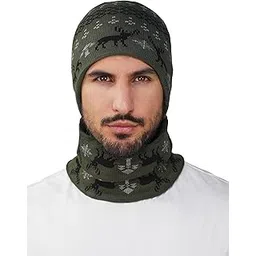 isweven Mens Womens Woolen Winter Cap with Neck Warmer Scarf Set, Cold Weather Beanie Hat Unisex (Free Size, WC4215)-picture-32