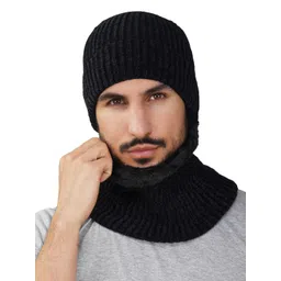 iSWEVEN Self Design Woollen Beanie Cap with Neck Warmer-picture-30