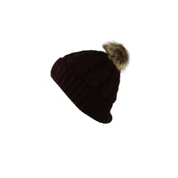 iSWEVEN Unisex Brown Solid Woolen Beanie Cap-picture-35