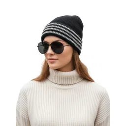 iSWEVEN Unisex Colourblocked Woollen Beanie-picture-38