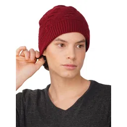 iSWEVEN Unisex Self Design Woollen Beanie-picture-15