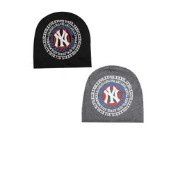 iSWEVEN Unisex Set of 2 Black & Grey Printed Beanie Caps-picture-31