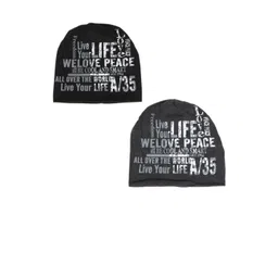 iSWEVEN Unisex Set Of 2 Black Slouchy Beanie and Skull Cap-picture-18