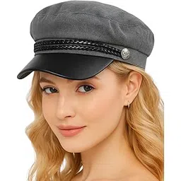 isweven Women’s Beret Cap | Stylish Cotton Newsboy Cap with Visor & Adjustable Drawstring | Vintage Cabbie Hat for Girls | Trendy Hat for Autumn Winter Fashion (Grey, 8101C)-picture-35
