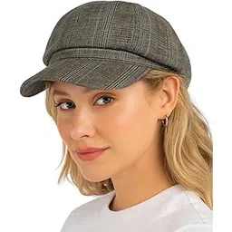 isweven Women’s Beret Cap | Stylish Cotton Newsboy Cap with Visor & Adjustable Drawstring | Vintage Cabbie Hat for Girls | Trendy Hat for Autumn Winter Fashion (Grey, 8102F)-picture-36