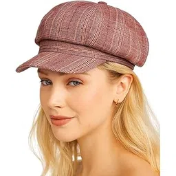 isweven Women’s Beret Cap | Stylish Cotton Newsboy Cap with Visor & Adjustable Drawstring | Vintage Cabbie Hat for Girls | Trendy Hat for Autumn Winter Fashion (Maroon, 8102D)-picture-40