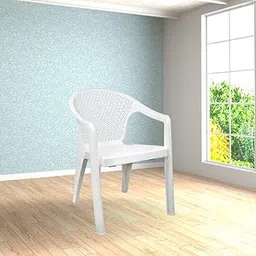 ITALICA Oxy Plastic Arm Chair for Home/Glossy+Matte Finish Chair for Office, Living Room, Dining Room, Kitchen/Plastic Chairs for Balcony (5202, White, Set of 4 Chair, BN)-picture-16