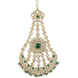 itrani Emerald Royale Jhoomar Passa – Bridal Side Tikka with Reverse AD Stones & Bead Detailing | Royal Green Alloy Jewelry-picture-44